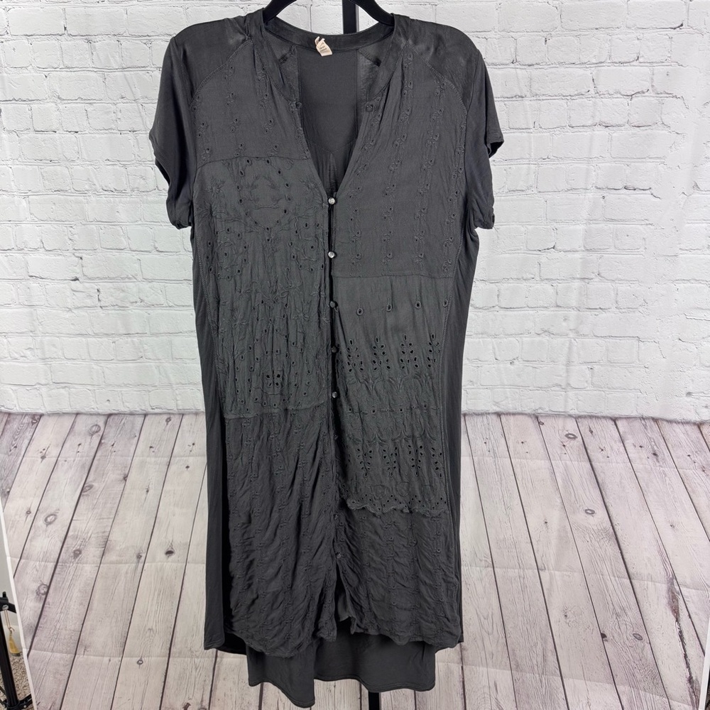 Anthropologie Tiny Stone Harbor Shirtdress Embroidered Size Medium